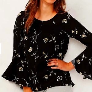 LC Lauren Conrad Black Floral Blouse